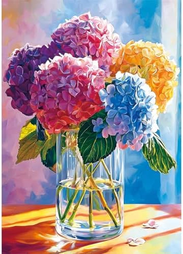 VeGuude Diamond Art Kits for Adults, Full Drill Hydrangea Flowers Diamond Painting Kits for Beginners, DIY Full Rhinestone 5D Diamond dots (Gemstone Craft), Home Wall Decoration (12x16 inch)
