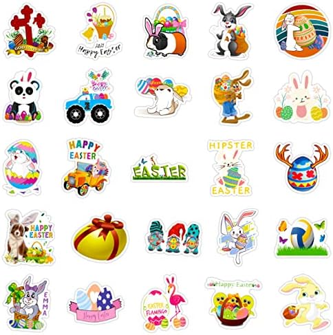 200Pcs Easter Stickers for Water Bottles, Easter Egg Bunny Stickers for Kids Teens Girls Adults, Vinyl Waterproof Sticker for Laptop, Phone