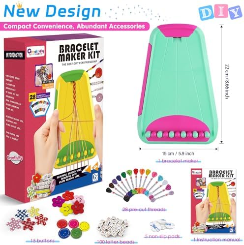 Maynacs Friendship Bracelet Making Kit for Girls 8-12, 28 Pre-Cut Threads