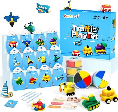Aestd-ST Air Dry Clay Kit -Traffic Theme, Modeling Clay for Kids