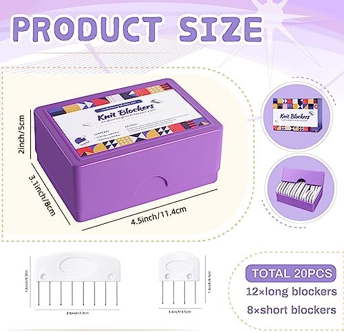 Opstin 20Pcs Knit Blocking Pins Kit, Knit Blockers Pins Kit, Knit Blocking Combs, Blocking Pins for Knitting & Crochet Projects, Knit Blocking Pins for Blocking Mats, Crochet Blocking Pins