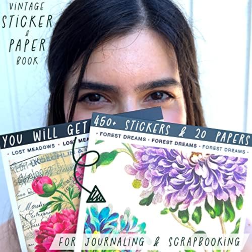 Junk Journal Supplies - Washi Stickers for Scrapbook & Journaling Supplies | 450+ Vintage Journaling Stickers, 20 Scrapbooking Papers, FAYWARE Ephemera for Junk Journals