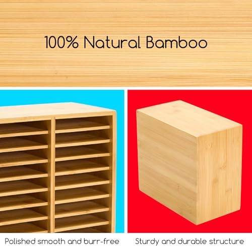 MEEDEN Bamboo Marker Organizer for Desk: Wooden Storage Holds 126 Markers