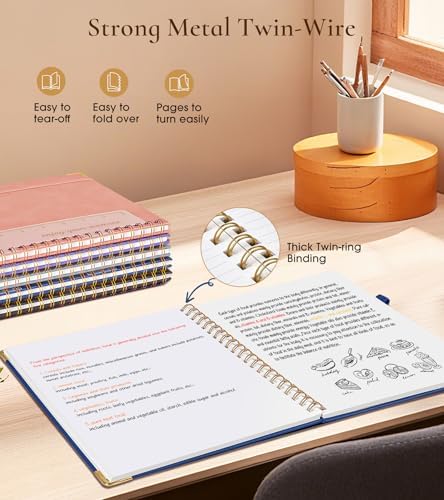 Blank Spiral Notebook Journal 8.5” x 11”, A4 Large Hardcover Sketch Book for Women Men, 100 GSM Blank Paper Drawing Notebook, Spiral Bound Sketchbook for Sketching School Work Note Taking, Navy