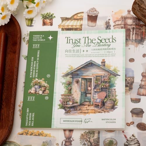 Beautiful Garden Theme Sticker Scrapbooking Supplies for Junk Journal, 50 Sheets Washi Stickers - Vintage Journaling Stickers, Ephemera Sticker Book Pre Cut(TZ-005-005)