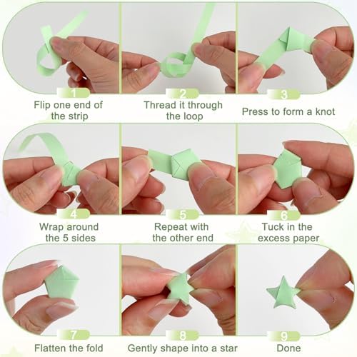 Origami Star Paper Strips, 1080 Pieces Origami Paper Strips for Crafts, Ideal for School Family, Macaron 6-Color
