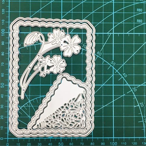 Scrapbooking Die-Cuts for Card Making, Christmas Metal Cutting Dies, Paper Craft Punch Template, Background Embossing Stencils, DIY Album Décor (Branches Lace Frame-11.4x8.1cm)