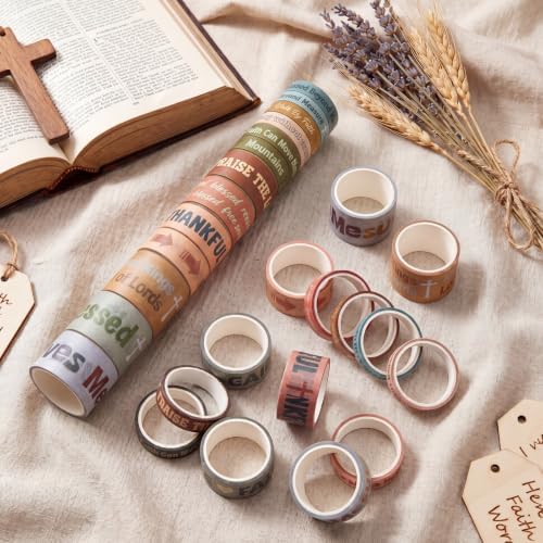 24 Rolls Christian Washi Tape Gifts, Boho Religious, Multi Size