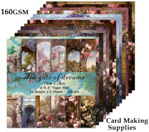 Scrapbook Paper, 24 Sheets 6"×6" 160gsm Single-Sided Patterned Cardstock