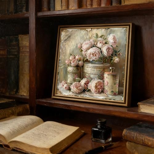 Vintage flower Diamond Art Kits for Adults, Diamond Painting Kit Adults for Beginners, Round 5D DIY Dimond art,Full Drill Painting Kit Art and Crafts for Adults Home Wall Decor【13.8x13.8inch】