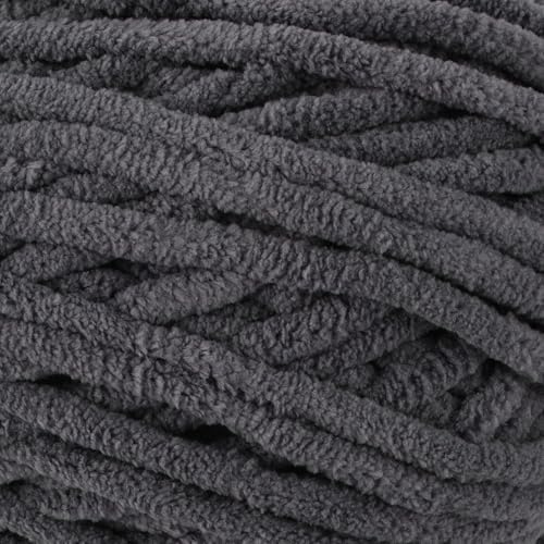 Loops & Threads Demi Purl Yarn – Super Bulky 100% Polyester, Soft Plush Chenille Yarn for Knitting & Crochet, Ideal for Blankets, Hats, Scarves & Crafts, Dark Gulf Gray