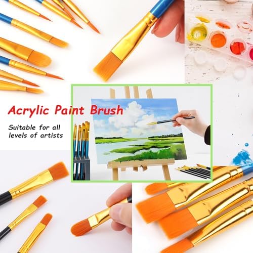 30 PCS Acrylic Paint Brushes Set (3×10 Pack), All-Levels Artist Paint Brushes for Acrylic, Watercolor, Oil Painting - Fine Detailing with Durable Nylon Bristles, Kid-Friendly & Classroom Supplies