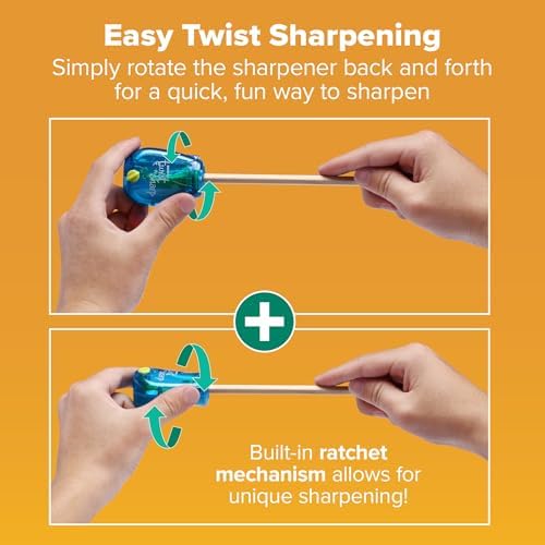 Bostitch Office Pencil Sharpener, Manual, One Assorted Color, Twist-n-Sharp, Kids, Boys, Girls, Colored Pencils, 1 Pack