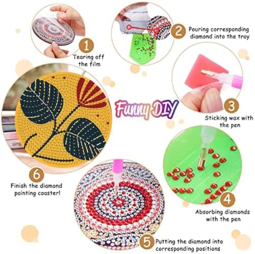 Zythron 8 Pack Diamond Art Coasters Kits,Flowers Diamond Painting Coasters