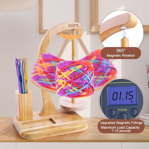 FOGWOWO Yarn Holder for Crocheting,Crochet Gifts,with Storage & Phone Stand