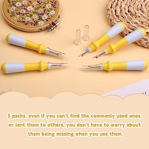 ZMAAGG Seam Ripper, Yellow Ergonomic Grip Handle, 5 PCS Stitch Remover Tool