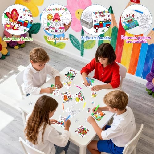 24Pcs Spring Arts and Crafts for Kids & Adults Bulk, Spring DIY Craft Puzzle Kit with Flower Butterfly Bee Bunny, Easter Activities Jigsaw for Classroom Party Favors April Gift Break Projects Supplies
