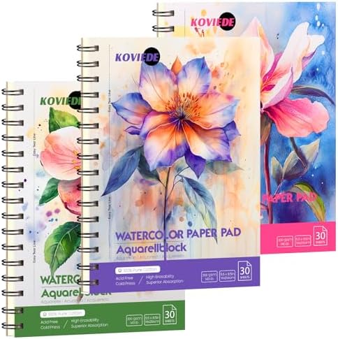 KOVIEDE 100% Cotton Watercolor Paper Pad 5.5"x8.5" 140lb/300gsm