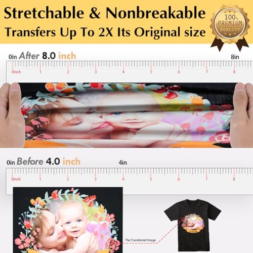 TransOurDream Heat Transfer Paper for Dark Fabric (40 Sheets, 8.5x11) Printable Heat Transfer Vinyl for T-Shirts Iron on Transfers for Inkjet Printer
