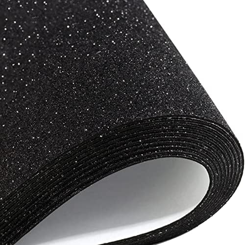 10 Sheets Glitter Paper Sheet for Crafts April Fool's Memorial Father's Day Juneteenth Decor Table Decorations, A4 Cardstock Self-adhesive Paper for Father’s Day Construction Scrapbook Decor (Black)