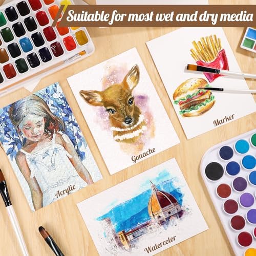 Prudiut Watercolor Paper, 120 Sheets, 5 x 7 in, 140 lb, Cold Press