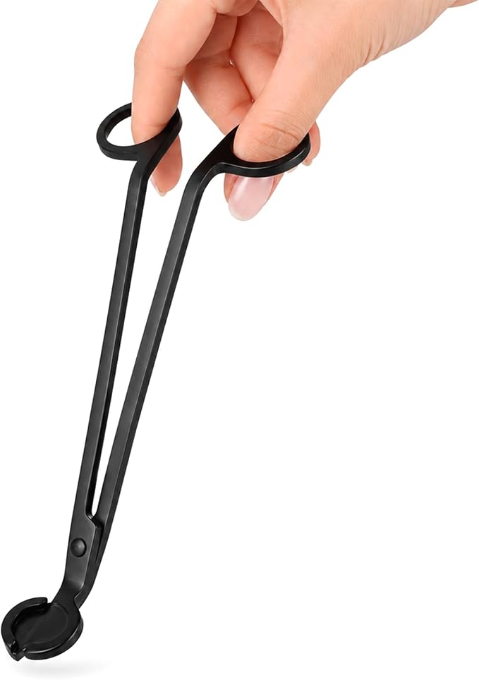 CHEFBEE Black Stainless Steel Candle Wick Trimmer | Polished Wick Clipper, Clean Even Burn, Prevents Soot Buildup, Reaches Deep Jar Candles, Sturdy Precice Cutting