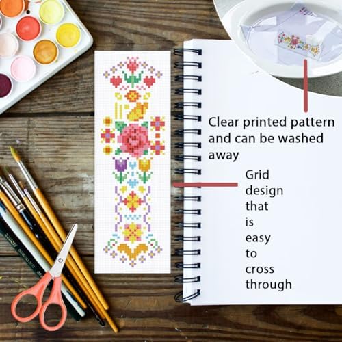 ORIGACH 6 Set Vintage Folk Floral Cross Stitch Bookmark Kit for Beginner