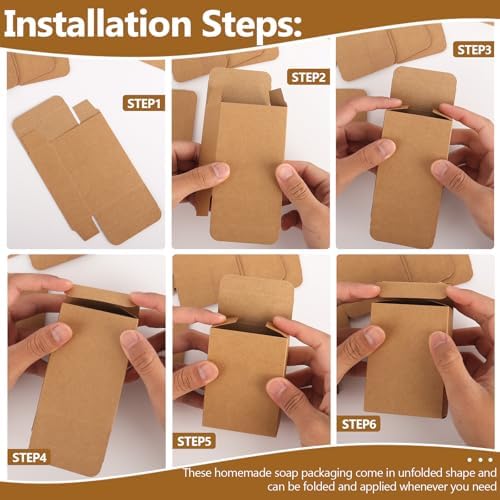 RYKOMO 100 Pack Kraft Soap Boxes Packaging for Homemade Soap, 3.8 x 2.8 x 1.2 Inch Small Soap Packaging Boxes Mini Soap Gift Box for Homemade Soaps Bakery Candy Cookies Packaging