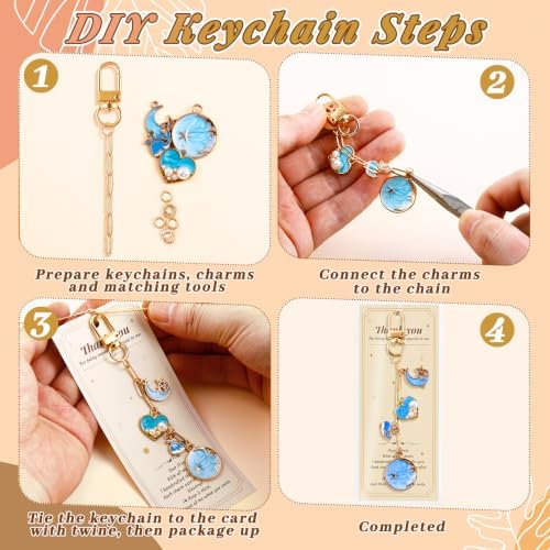 Wurosi 32 Sets Keychain Making Kit for Bag Charm with Package,Gold