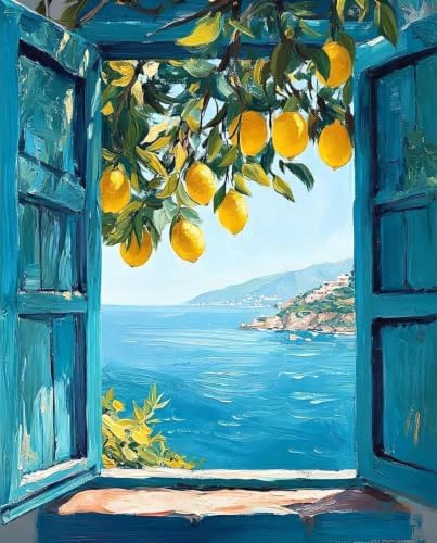 Diamond Art Kits for Adults,Lemon Window View Diamond Painting Kits 12x16in