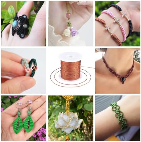 Nylon String for Bracelets, 0.6mm Nylon Cord Nylon Beading Thread 43 Yards Friendship Bracelet String Chinese Knotting Cord for Kumihimo Necklaces Tassels Jewelry Crafts (Chocolate)
