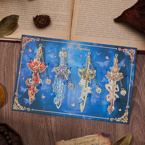12pcs Fantasy Sword Bookmarks for Books, Journals, Planners - Cool Metal Book Markers for Reading Women & Men, Unique Book Marks Gifts for Book Lovers, Reading Accessories for Students & Adults & Kids