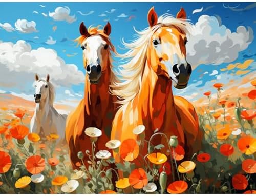 Diamond Art Kits for Adults, Horses Diamond Painting Kit, 12 x 16 Inch