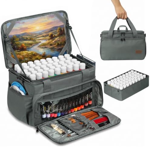 Magicfly Large Art Bag, Waterproof Paint Organizer Bag with Drawing Easel