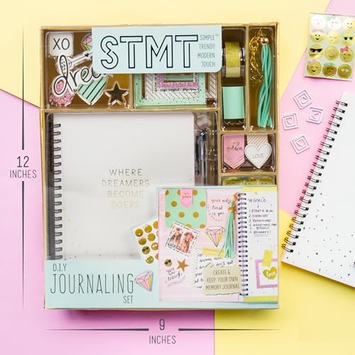 STMT D.I.Y.Journal Set, Stationary Kit with Notebook for Writing and Drawing, DIY for Girls Ages 8+, Dreamers Become Doers