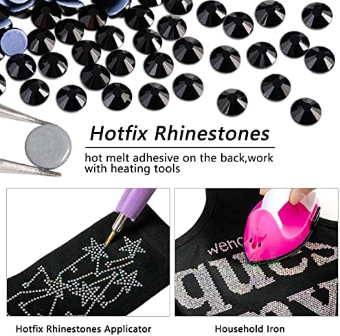 Beadsland Hotfix Rhinestones Bulk, Jet Black, SS8, 14400pcs