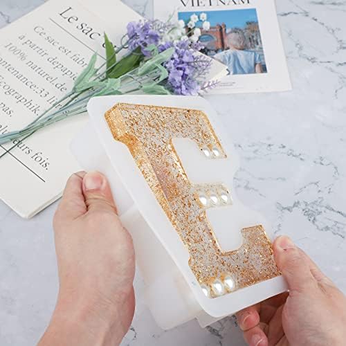 Gartful 7 Inch Large Letter Molds for Resin, 3D E Capital Alphabet Epoxy Resin Mold, A to Z Thick Resin Letter Molds for Making Letters, Word Sign Art, DIY Crafts, Making Cake, Party Home Decor