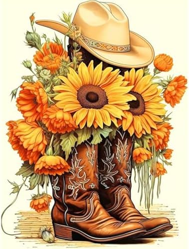 Diamond Art Kits for Adults & Beginners, Cowboy Boot Diamond Painting Kit
