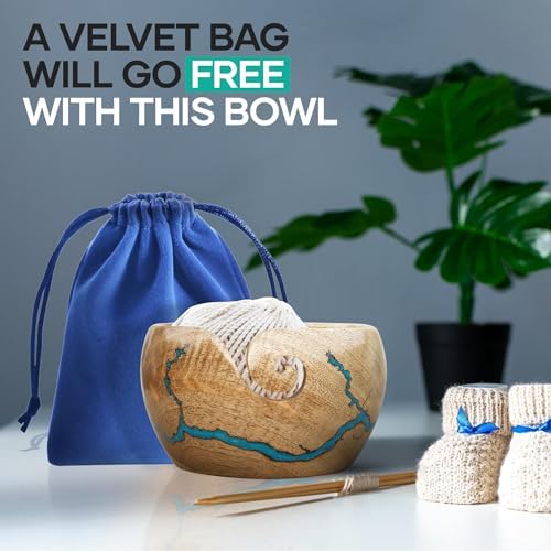 wooden yarn bowls for crocheting | yarn holder for crocheting | crochet yarn bowl | knitting bowl | large crochet bowls for yarn (Size-(7*4) inch)