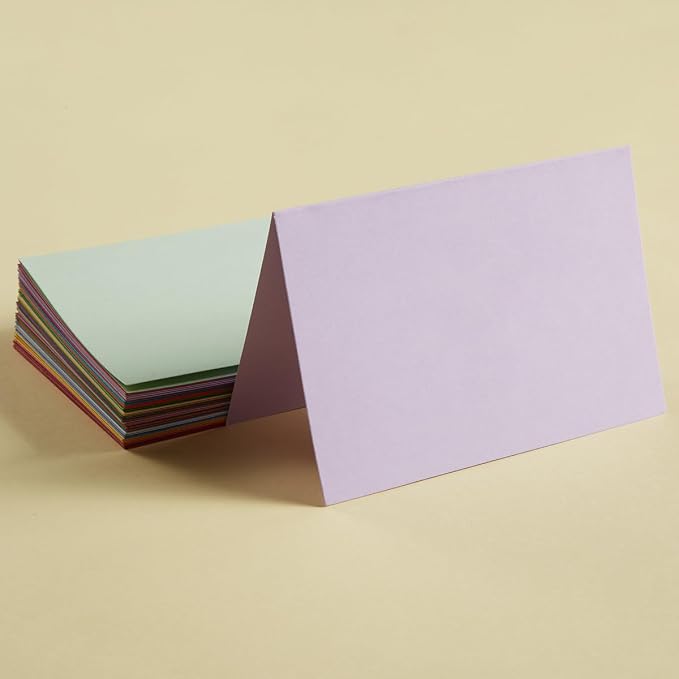 50 Pack Blank Folded Cardstock Business Cards, Multicolor, 3x5
