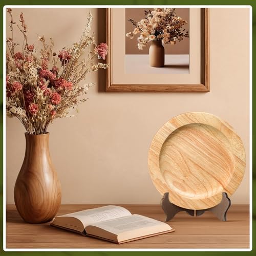 Tatuo 4 Packs Wooden Display Stand Plate Holder Easels, Brown, 4 Inch
