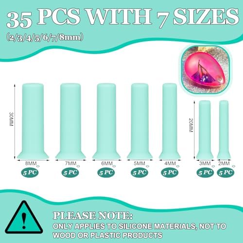 Geelin 35pcs Hole Maker for Resin, 7 Sizes(2/3/4/5/6/7/8mm) Silicone Makers | Make Holes Without Drilling for Epoxy UV Resin, Holes Tools for Jewelry Making, DIY Craft Pendant Decoration, Keychain