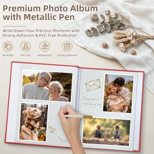 Popotop Photo Album Self Adhesive Scrapbook Album for 4x6 5x7 8x10 Pictures DIY Photo Book as Scrapbooking Supplies Kits, Birthday Gifts for Women Mom Wedding Baby Family Travel