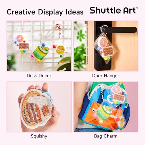 Shuttle Art 105 Pcs Magic Foam Texture Painting Kit Dessert Series: 24 Dessert Foam Pieces, Slime, Clay, Pastry Display Case, 12 Acrylic Paint Markers, Magical 3D Effect DIY Art for Kids Ages 3-12