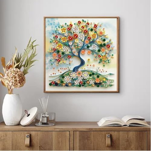 AIBOERL Diamond Art Kits for Adults,Tree Special Shape Diamond Painting | Special Shape Tree Diamond Painting for Beginners DIY Rhinestone 5D Diamond dots(Gemstone Craft)Wall Art Gift 12x12IN