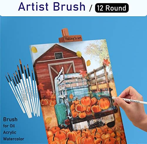Falling in Art 12 PCS Professional Round Paint Brushes Set