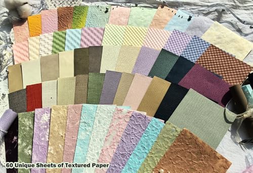 102 Sheets Textured Scrapbook Paper and Mesh Fabric Kit, 6 Pack Handmade Special Decorative Decoupage Paper for Scrapbooking Bullet Junk Journal Supplies Cards Crafts( 6 x 4 inches)
