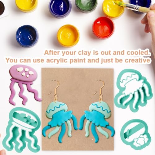 15Pcs Jellyfish Shapes Polymer Clay Cutters Set, Ocean Themed Clay Earrings Cutters Polymer Jewelry Cutter for Earrings Making DIY Craft Supplies