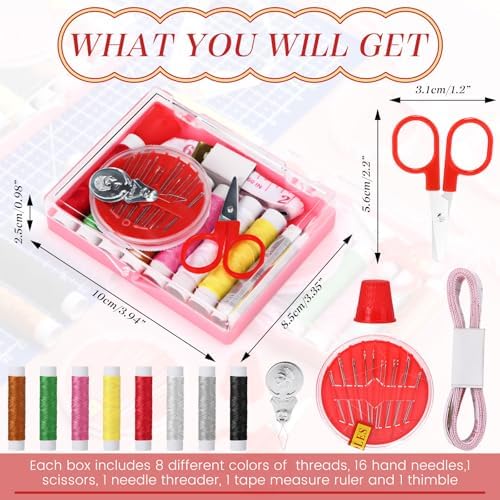 Knitgrip 12 Pack Small Sewing Kit Bulk with Scissors Threads Needles
