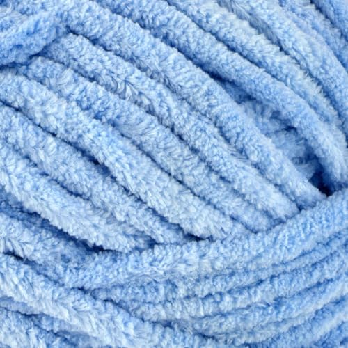 Loops & Threads Demi Purl Yarn – Super Bulky 100% Polyester, Soft Plush Chenille Yarn for Knitting & Crochet, Ideal for Blankets, Hats, Scarves & Crafts, Baltic Sea